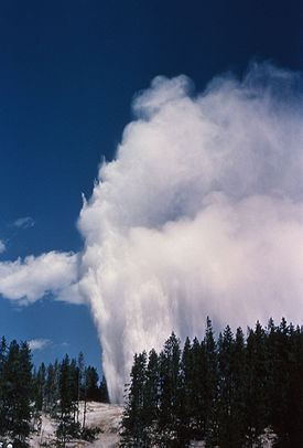 Steamboat geyser in Yellowstone National Park.